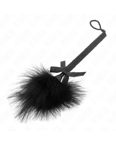 KINK - Baguette en corde de nylon avec plumes chatouillantes et noeud noir 25 cm KINK - Baguette en corde de nylon avec plumes chatouillantes et noeud noir 25 cm