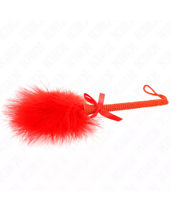 KINK - Baguette en corde de nylon avec plumes chatouillantes et noeud rouge 25 cm