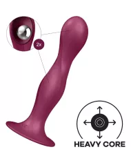 SATISFYER - GODE EN SILICONE DOUBLE BALL-R GRENAT