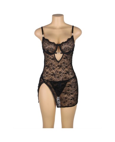 SUBBLIME - 954185 BABYDOLL EN DENTELLE À BRETELLES RÉGLABLES NOIRE S/M