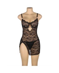 SUBBLIME - 954185 BABYDOLL EN DENTELLE À BRETELLES RÉGLABLES NOIRE S/M