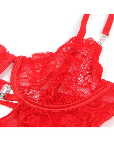 SUBBLIME - 954215 BABYDOLL EN DENTELLE À BRETELLES RÉGLABLES ROUGE L/XL