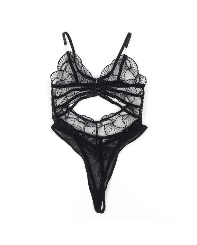 SUBBLIME - 955212 BODY TRANSPARENT AVEC DENTELLE CREUSE NOIRE S/M