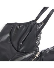 SUBBLIME - 955465 CORPS À FERMETURE ÉCLAIR EN CUIR NOIR L/XL