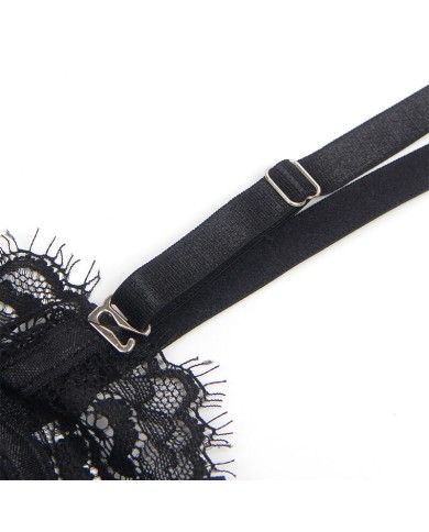 SUBBLIME - 955496 BODY EN DENTELLE AVEC NŒUDS ET JARRETELLES NOIR S/M