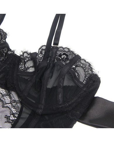 SUBBLIME - 955502 BODY EN DENTELLE AVEC NŒUDS ET JARRETELLES NOIR L/XL