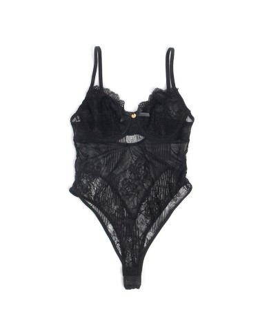 SUBBLIME - 955625 BODY EN DENTELLE AVEC FERMETURE EN BAS NOIR L/XL