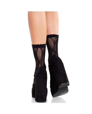 LEG AVENUE - CHAUSSETTES NOIRES EN DENTELLE AVEC NŒUD