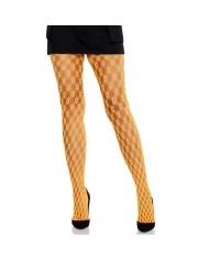 LEG AVENUE - COLLANTS EN DENTELLE AVEC ŒILLETS ORANGE FLUO