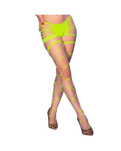 CHILIROSE - CR 4867 COLLANTS RÉSEILLE VERT FLUO AVEC TROUS