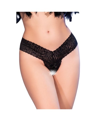 CHILIROSE - CR 4885 STRING NOIR À ENTREJAMBE OUVERTE S