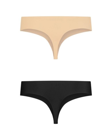 BYE-BRA - PACK 2 TANGAS INVISIBLES BEIGE Y NEGRO TALLA S