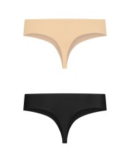 BYE-BRA - PACK 2 TANGAS INVISIBLES BEIGE Y NEGRO TALLA S