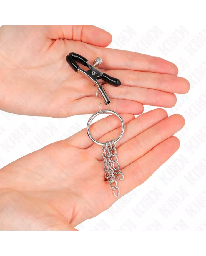 KINK - PINCE A METON O RING ET PETITE CHAINE ARGENT 6 CM