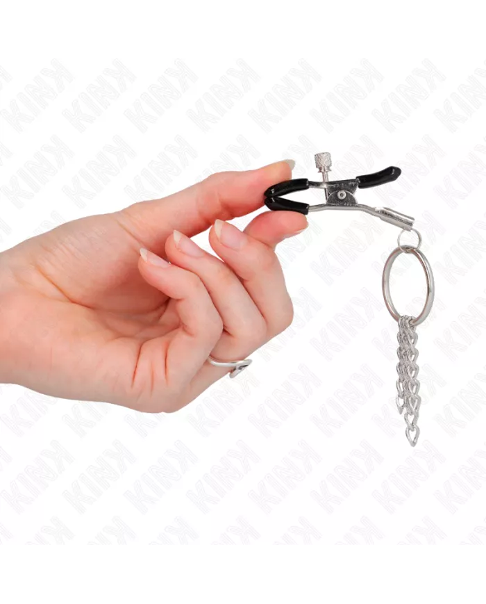 KINK - PINCE A METON O RING ET PETITE CHAINE ARGENT 6 CM