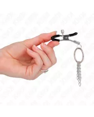 KINK - PINCE A METON O RING ET PETITE CHAINE ARGENT 6 CM