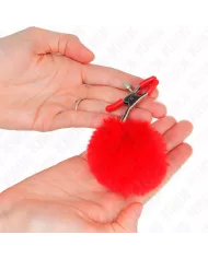 KINK - PINCE A METON BOULE FAUSSE FOURRURE ROUGE 6 CM