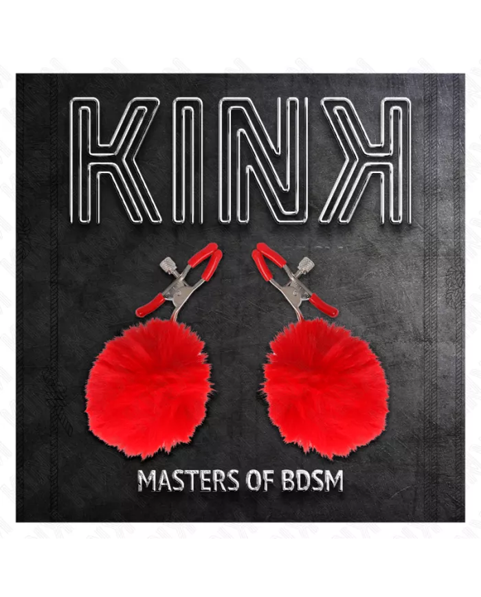 KINK - PINCE A METON BOULE FAUSSE FOURRURE ROUGE 6 CM