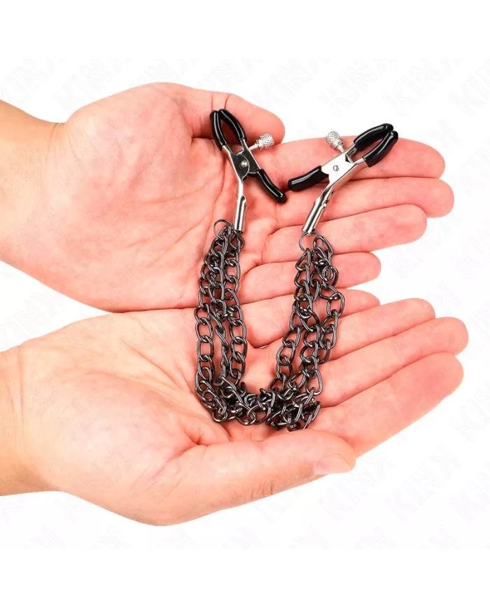 KINK - PINCES À METELIER AVEC 3 CHAÎNES NOIRES 20/23/28 CM