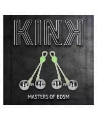 KINK - PINCES À TETON LUMINEUSES CRÂNE AVEC ANNEAU CLOCHES RÉGLABLES VERT / ARGENT