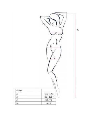 PASSION - FEMME BS032 BODYSTOCKING NOIR TAILLE UNIQUE