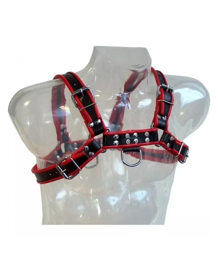 LEATHER BODY - HARNAIS CHAÎNE III NOIR / ROUGE LEATHER BODY - HARNAIS CHAÎNE III NOIR / ROUGE