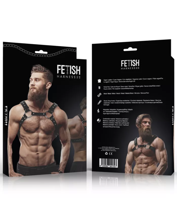 FETISH SUBMISSIVE ATTITUDE - HARNAIS DE POITRINE EN ÉCO-CUIR POUR HOMMES AVEC CLOUS FETISH SUBMISSIVE ATTITUDE - HARNAIS DE POITRINE EN ÉCO-CUIR POUR HOMMES AVEC CLOUS