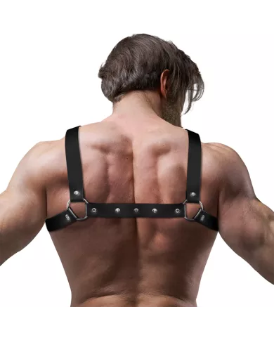 FETISH SUBMISSIVE ATTITUDE - HARNAIS DE POITRINE RÉGLABLE EN ÉCO-CUIR POUR HOMMES AVEC CROIX BULLDOG FETISH SUBMISSIVE ATTITUDE - HARNAIS DE POITRINE RÉGLABLE EN ÉCO-CUIR POUR HOMMES AVEC CROIX BULLDOG