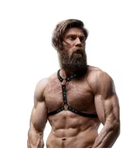 FETISH SUBMISSIVE ATTITUDE - HARNAIS DE POITRINE EN ÉCO-CUIR AVEC DOUBLE SUPPORT ET CLOUS POUR HOMMES FETISH SUBMISSIVE ATTITUDE - HARNAIS DE POITRINE EN ÉCO-CUIR AVEC DOUBLE SUPPORT ET CLOUS POUR HOMMES