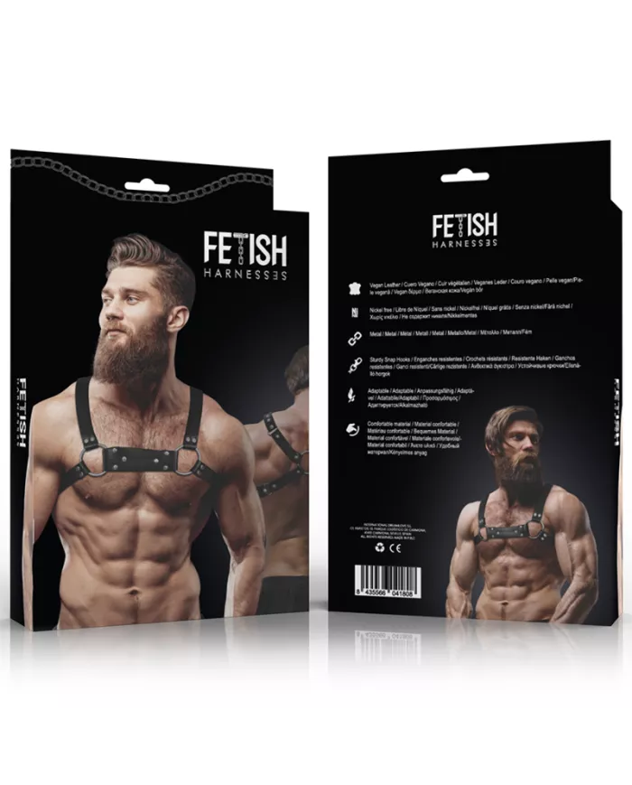 FETISH SUBMISSIVE ATTITUDE - HARNAIS DE POITRINE BULLDOG EN CUIR ÉCOLOGIQUE POUR HOMMES TAILLE M/L FETISH SUBMISSIVE ATTITUDE - HARNAIS DE POITRINE BULLDOG EN CUIR ÉCOLOGIQUE POUR HOMMES TAILLE M/L