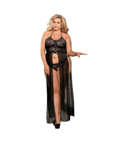 SUBBLIME - QUEEN PLUS ENSEMBLE ROBE ET TANGA SUBBLIME QUEEN PLUS NOIR