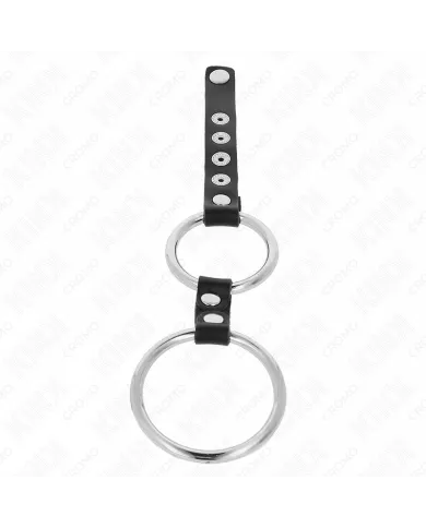 KINK - DOUBLE ANNEAU PÉNIS EN MÉTAL DE 3,8 CM À 5 CM CONNECTÉ AU CUIR KINK - DOUBLE ANNEAU PÉNIS EN MÉTAL DE 3,8 CM À 5 CM CONNECTÉ AU CUIR