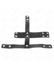 KINK - ANNEAU DE CAGE À PÉNIS EN CUIR AVEC SÉPARATEUR DE BALLES RÉGLABLE