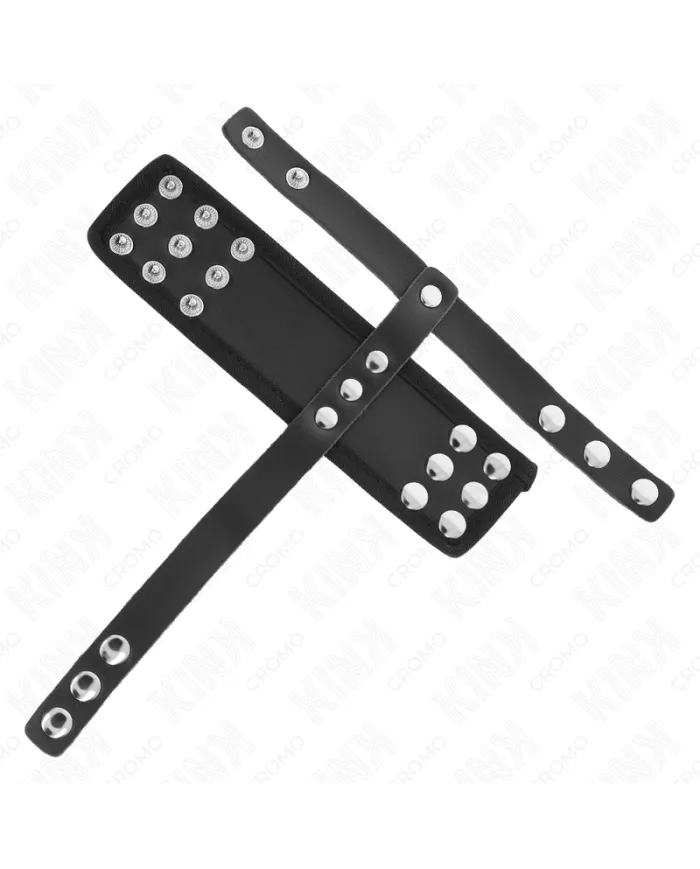 KINK - ANNEAU DE CAGE À PÉNIS EN CUIR AVEC SANGLE RÉGLABLE DE SÉPARATION DES BALLES REVÊTUEUSE
