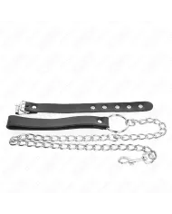 KINK - ANNEAU PÉNIS EN CUIR AVEC SANGLE 21,5 X 2 CM ET CHAÎNE EN MÉTAL 60 CM