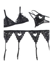 SUBBLIME - SET ENSEMBLE TROIS PIÈCES SOUTIEN-GORGE + PORTE-JARRETELLE + STRING S/M