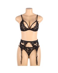SUBBLIME - SET ENSEMBLE TROIS PIÈCES SOUTIEN-GORGE + PORTE-JARRETELLE + STRING S/M