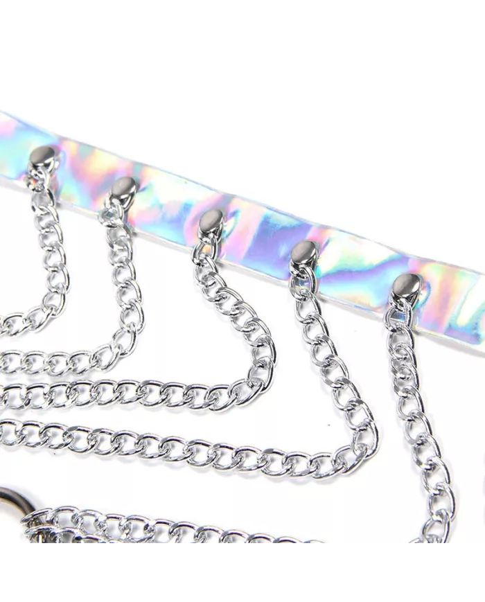 SUBBLIME - 953737 HARNAIS DE POITRINE AVEC ANNEAUX ET CHAÎNES ARGENT TAILLE UNIQUE