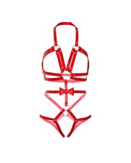 LEG AVENUE - KINK - HARNAIS CLOUTÉ O-RING TEDDY TAILLE S - ROUGE
