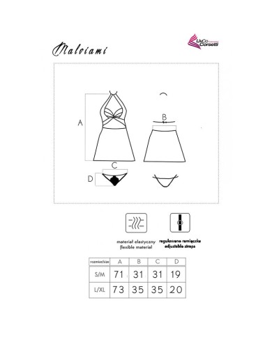 LIVCO CORSETTI FASHION - MALVIAMI LC 90625 CHEMISE + CULOTTE NOIR L/XL