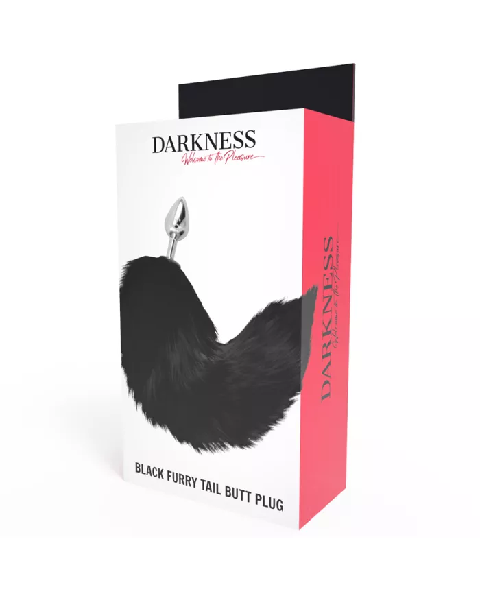 DARKNESS - PLUG ANAL ARGENT 8 CM AVEC QUEUE NOIRE DARKNESS - PLUG ANAL ARGENT 8 CM AVEC QUEUE NOIRE