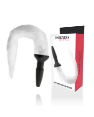 DARKNESS - PLUG ANAL EN SILICONE AVEC QUEUE BLANCHE DARKNESS - PLUG ANAL EN SILICONE AVEC QUEUE BLANCHE