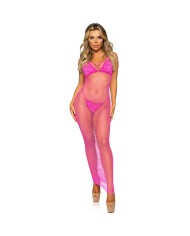 LEG AVENUE - ROBE LONGUE FILET FUCHSIA TAILLE UNIQUE