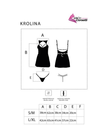 LIVCO CORSETTI FASHION - KROLINA LC 90734 CHEMISE + STRING NOIR S/M