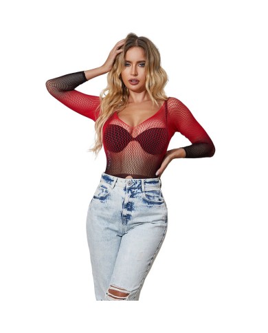 SUBBLIME - 952259 ROBE RÉSILLE ÉLASTIQUE MANCHES LONGUES DÉGRADÉ ROUGE ET NOIR TAILLE UNIQUE