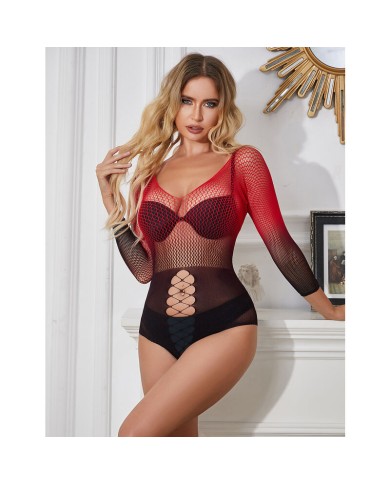 SUBBLIME - 952259 ROBE RÉSILLE ÉLASTIQUE MANCHES LONGUES DÉGRADÉ ROUGE ET NOIR TAILLE UNIQUE