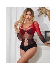SUBBLIME - 952259 ROBE RÉSILLE ÉLASTIQUE MANCHES LONGUES DÉGRADÉ ROUGE ET NOIR TAILLE UNIQUE