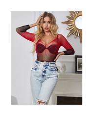 SUBBLIME - 952259 ROBE RÉSILLE ÉLASTIQUE MANCHES LONGUES DÉGRADÉ ROUGE ET NOIR TAILLE UNIQUE