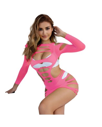 SUBBLIME - 952273 ROBE RÉSILLE ÉLASTIQUE MANCHES LONGUES ROSE TAILLE UNIQUE