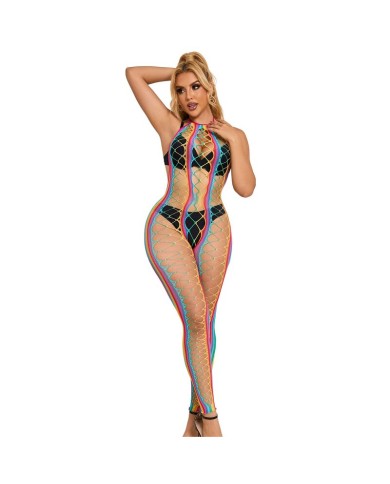 SUBBLIME - 952358 BODYSTOCKING COL DOS NU EN MAILLE ARC-EN-CIEL XS/M